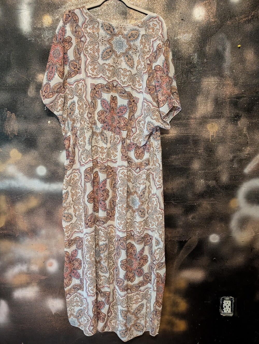 Bohemian Floral Paisley Cream & Brown Maxi Dress